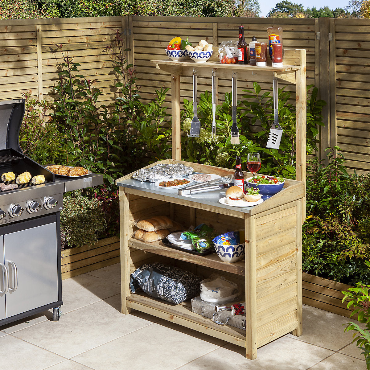 Rowlinson Softwood Brown BBQ servery (H)1.62m (W)1.03m (D)0.53m