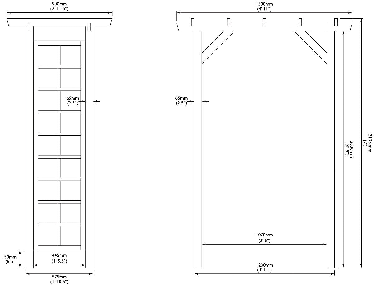 Rowlinson Square top Softwood Arch (H) 2.25m (W) 1.5m (D) 0.9m