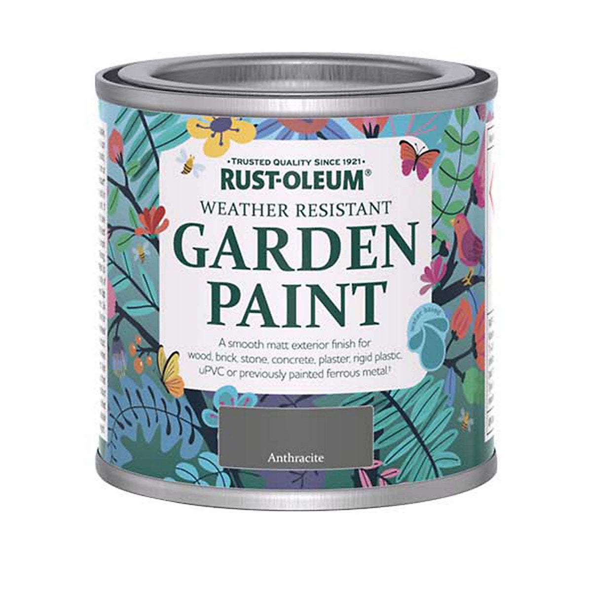 Rust-Oleum Anthracite Matt Multi-surface Exterior Topcoat Paint, 125ml Tin