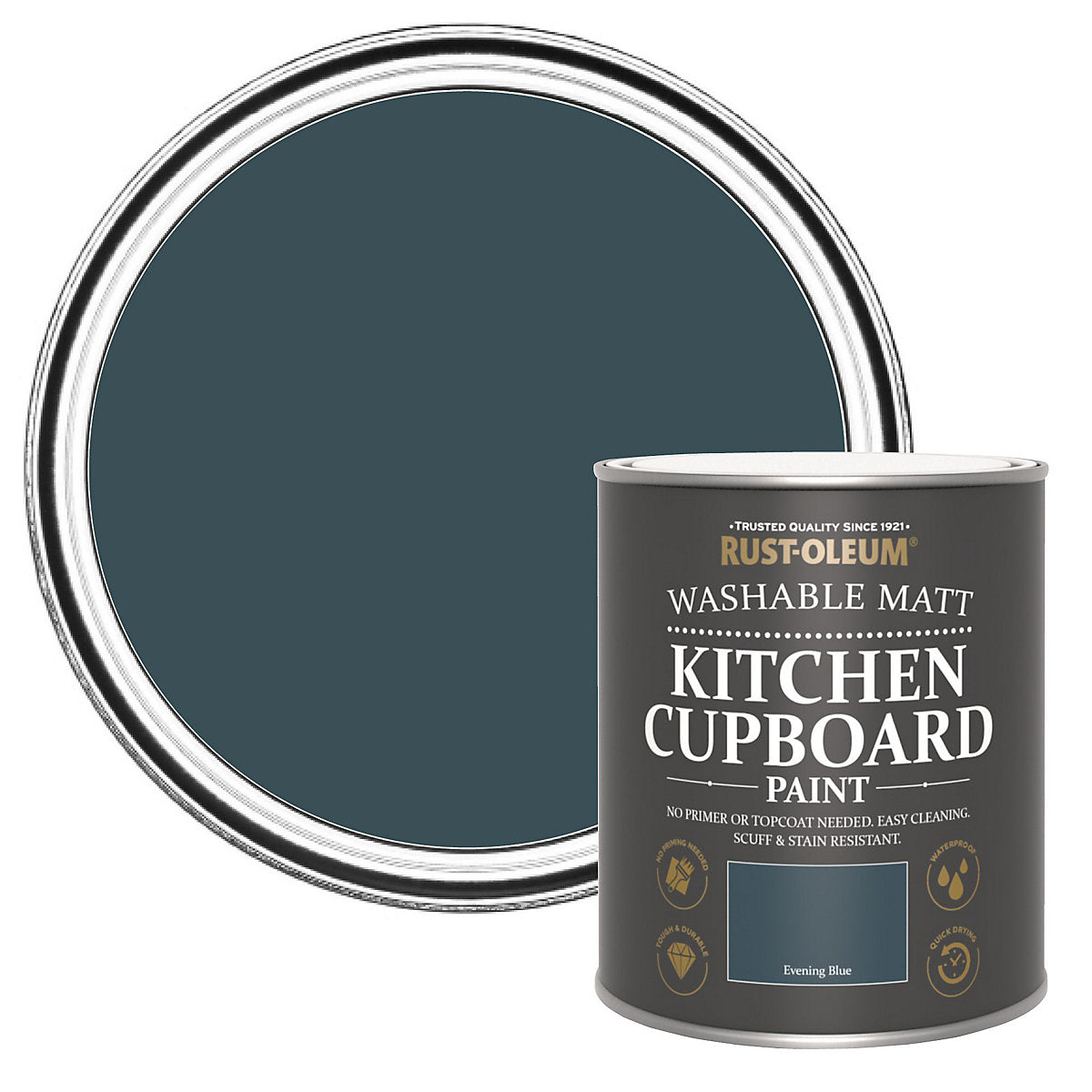 Rust-Oleum Evening Blue Matt Kitchen Cupboard paint, 750ml