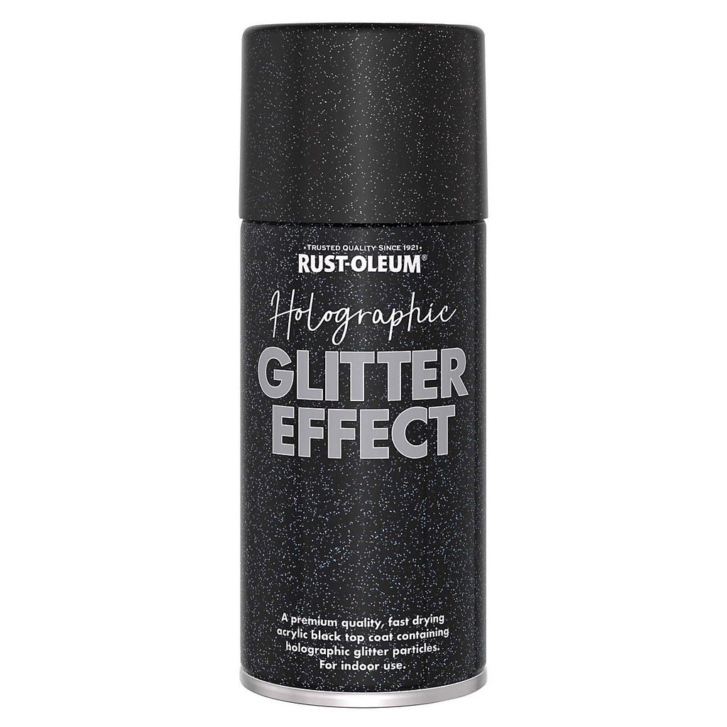 Rust-Oleum Holographic Black Glitter effect Multi-surface Topcoat Spray paint, 150ml
