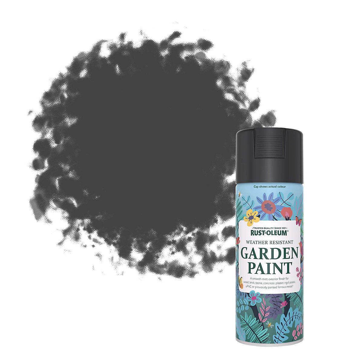 Rust-Oleum Natural Charcoal Matt Multi-surface Exterior Topcoat Paint, 400ml Spray can