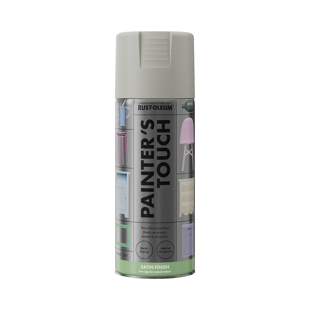 Rust-Oleum Painter's Touch Stone grey Satinwood Multi-surface Decorative spray paint, 400ml