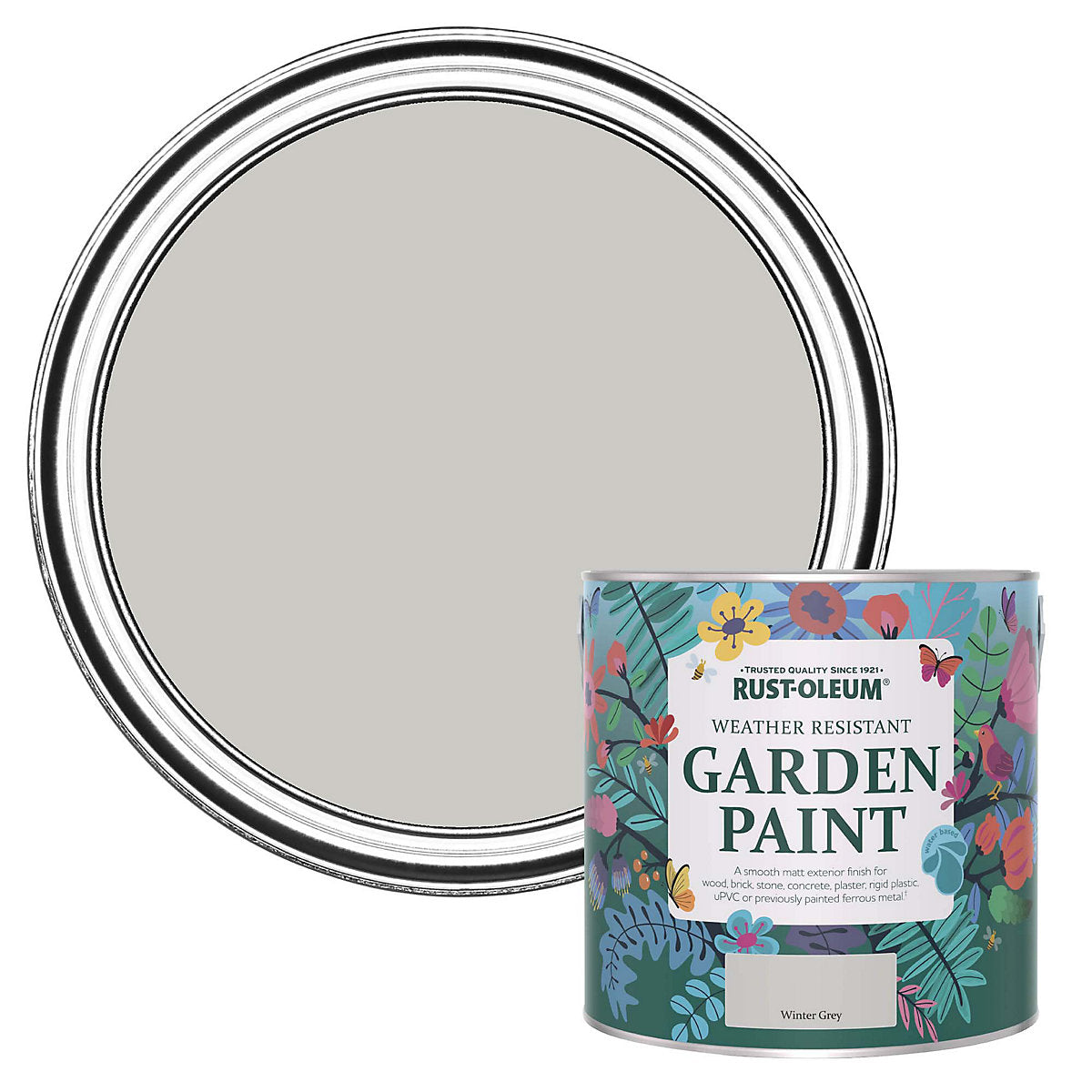 Rust-Oleum Winter Grey Matt Multi-surface Exterior Topcoat Paint, 2.5L Tin