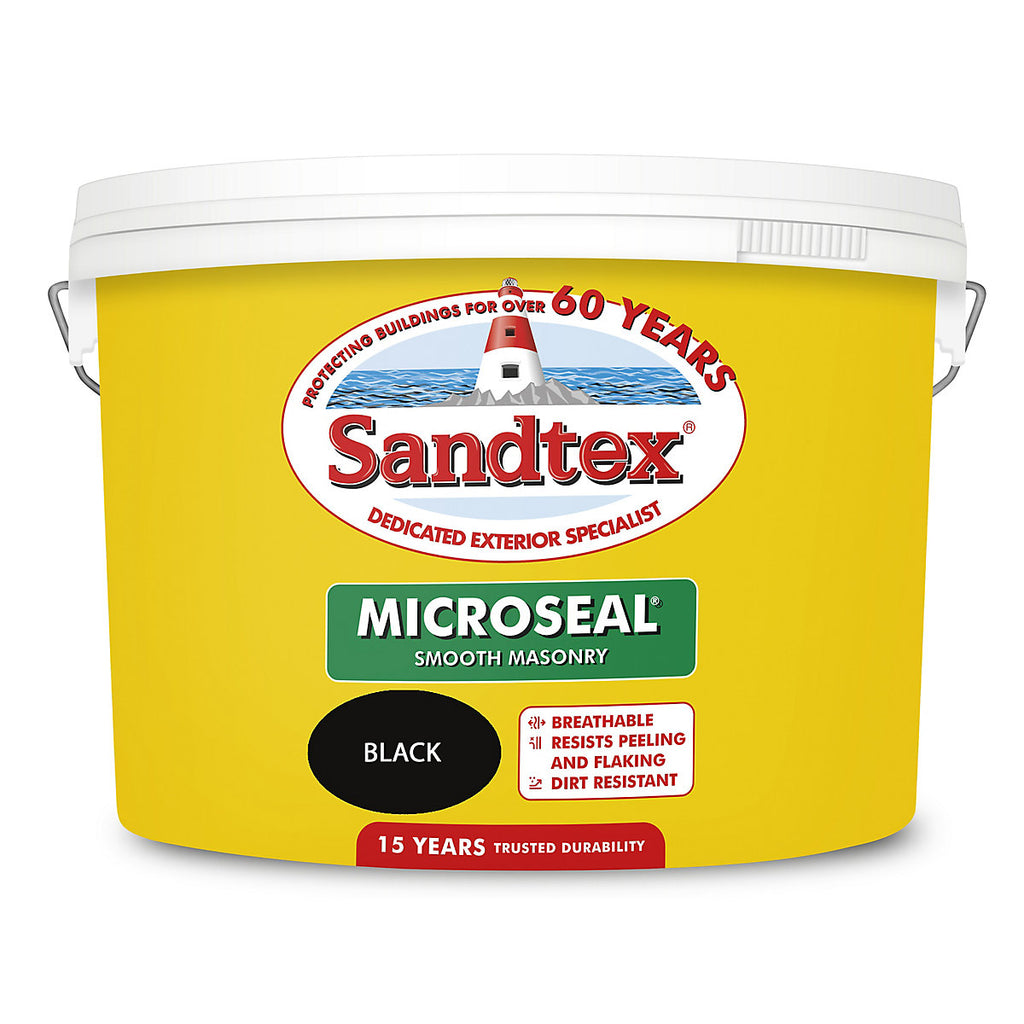 Sandtex Black Smooth Soft sheen Masonry paint, 10L