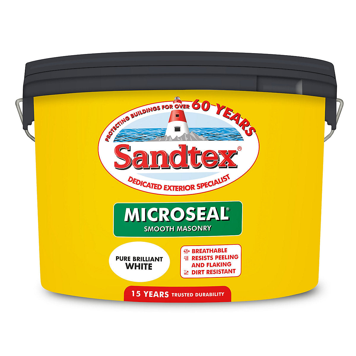 Sandtex Microseal Pure brilliant white Ultra smooth Masonry paint, 10L