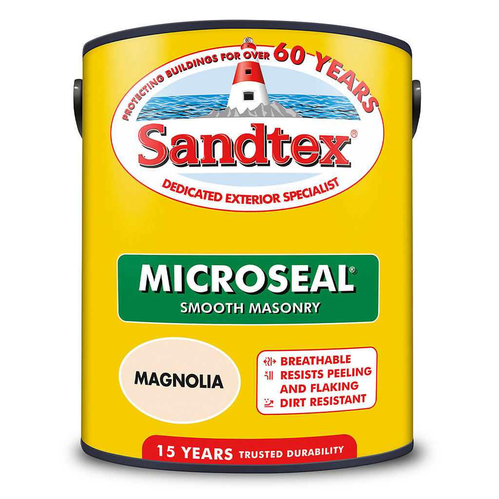 Sandtex Ultra smooth Magnolia Masonry paint, 5L