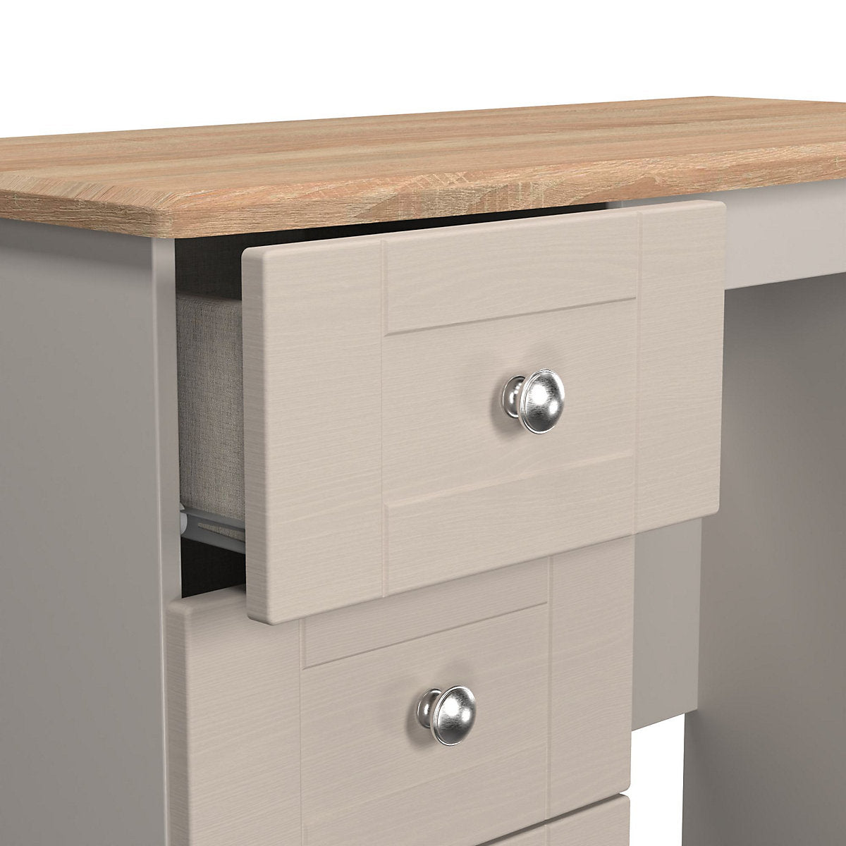 Santander Ready assembled Matt beige & oak 3 Drawer Non-extendable Dressing table (H)792mm (W)928mm (D)428mm