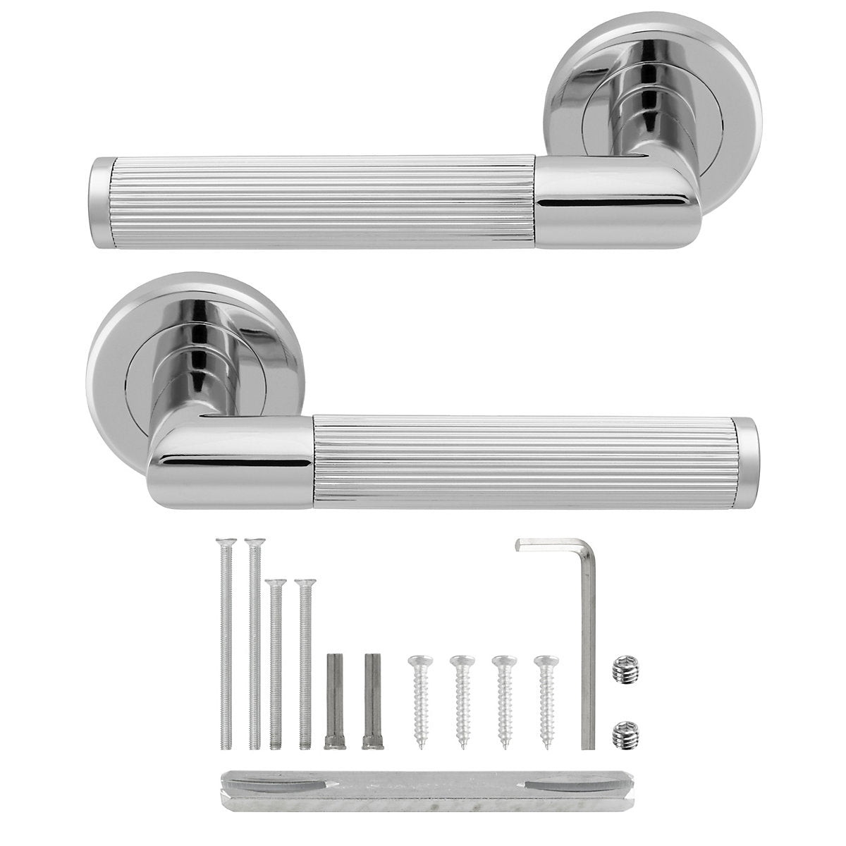 Serozzetta Chrome effect Straight Lever on rose Door handle (L)130mm, Pair