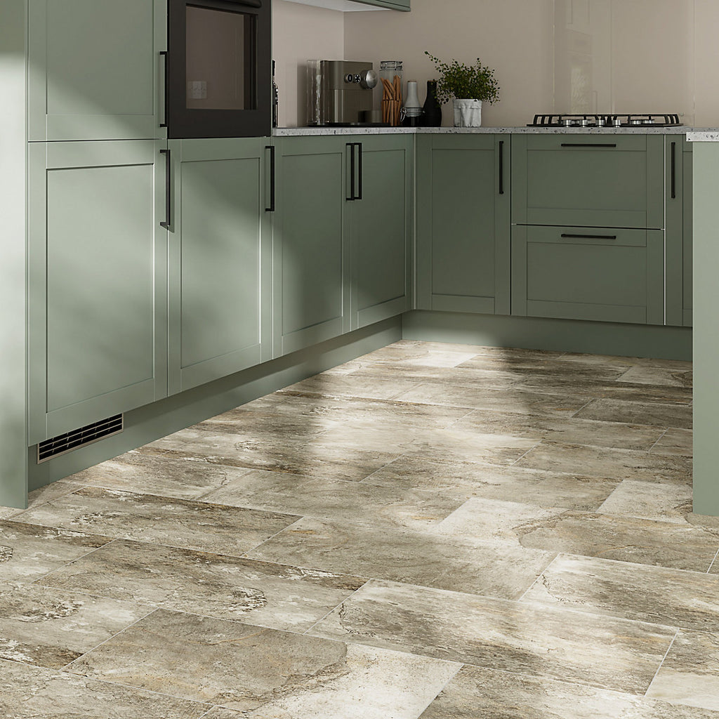 Shaded slate Beige Matt Porcelain Indoor Wall & floor Tile, Pack of 6, (L)300mm (W)600mm