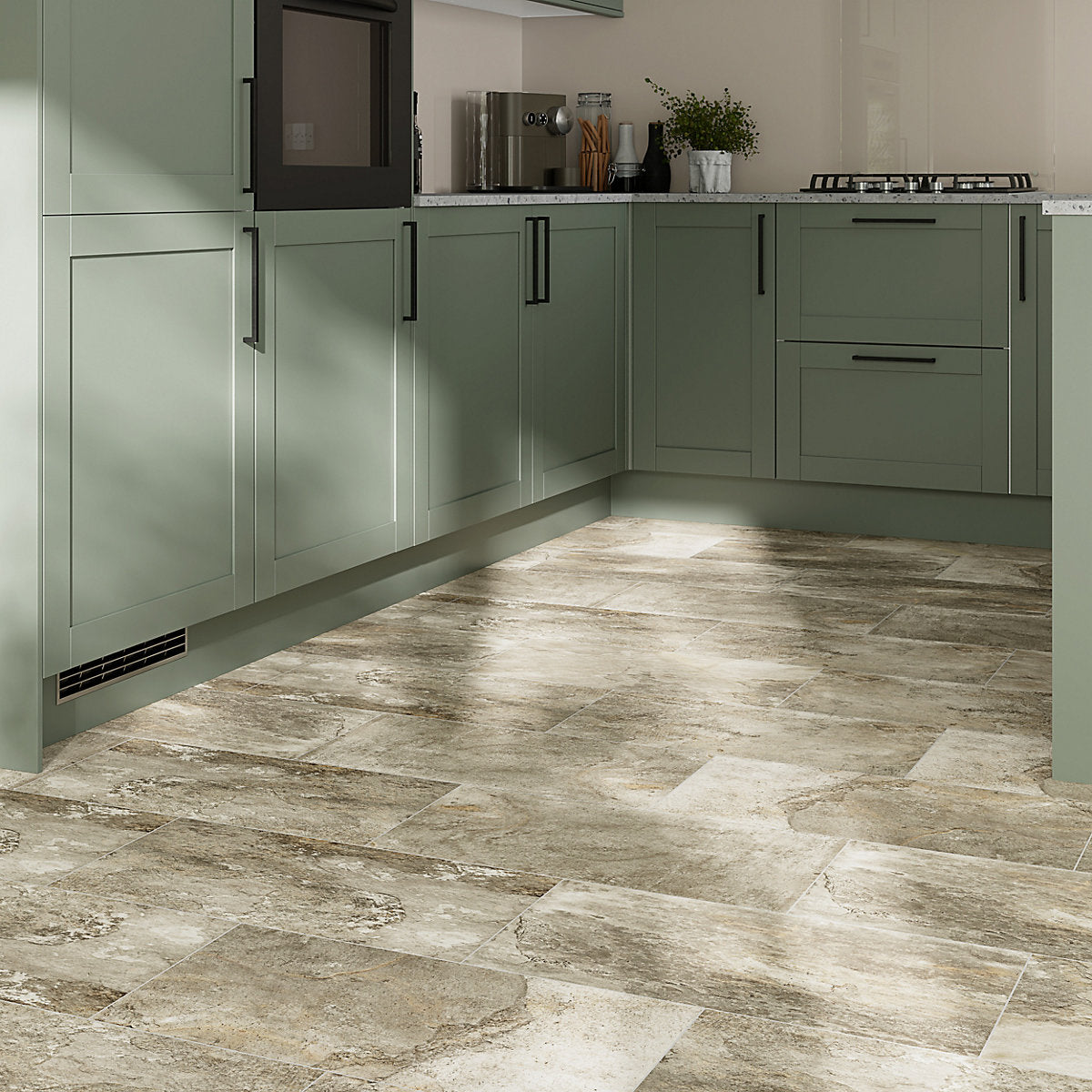Shaded slate Beige Matt Porcelain Indoor Wall & floor Tile, Pack of 6, (L)300mm (W)600mm