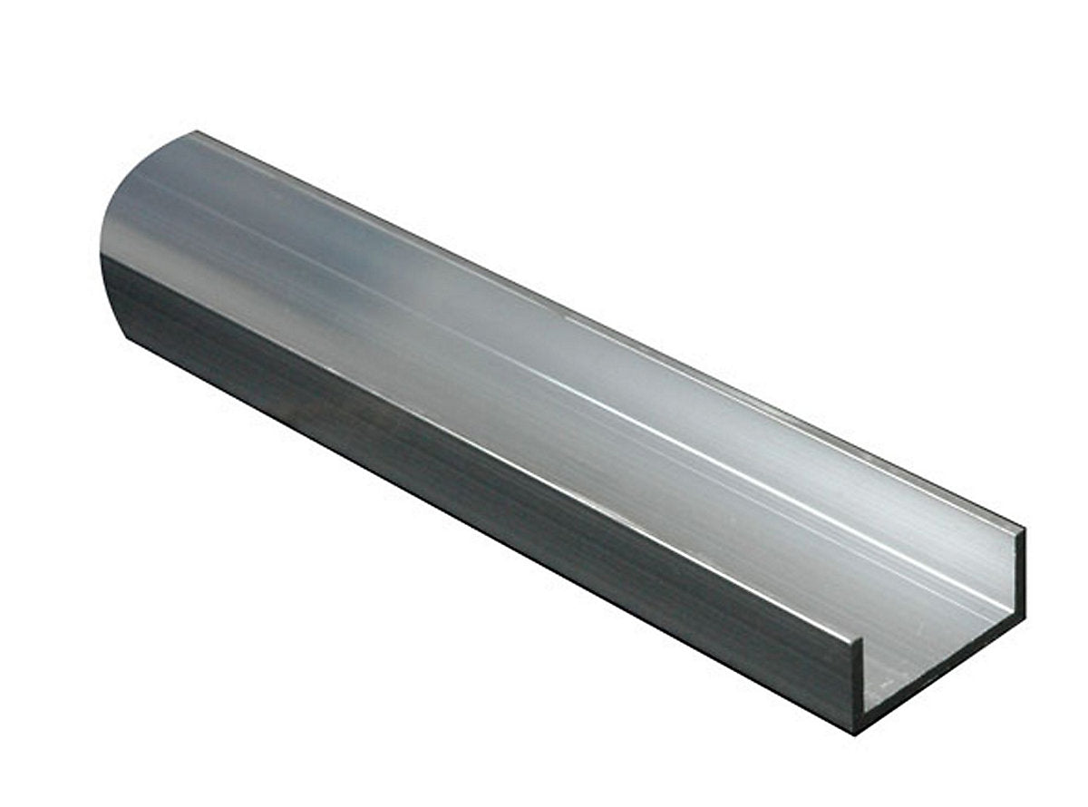 Silver effect Aluminium Equal U-shaped Angle profile, (L)1m (W)20mm (D)20mm (T)1.5mm