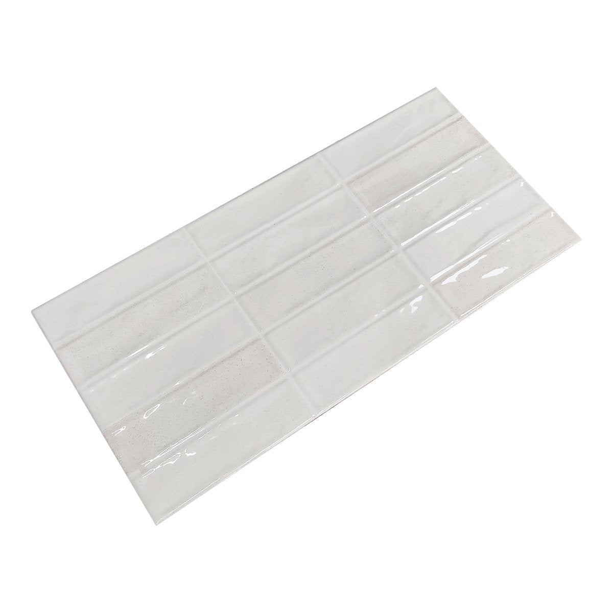 Sirene Off white Gloss Textured Ceramic Indoor Wall tile, Pack of 8, (L)605mm (W)305mm