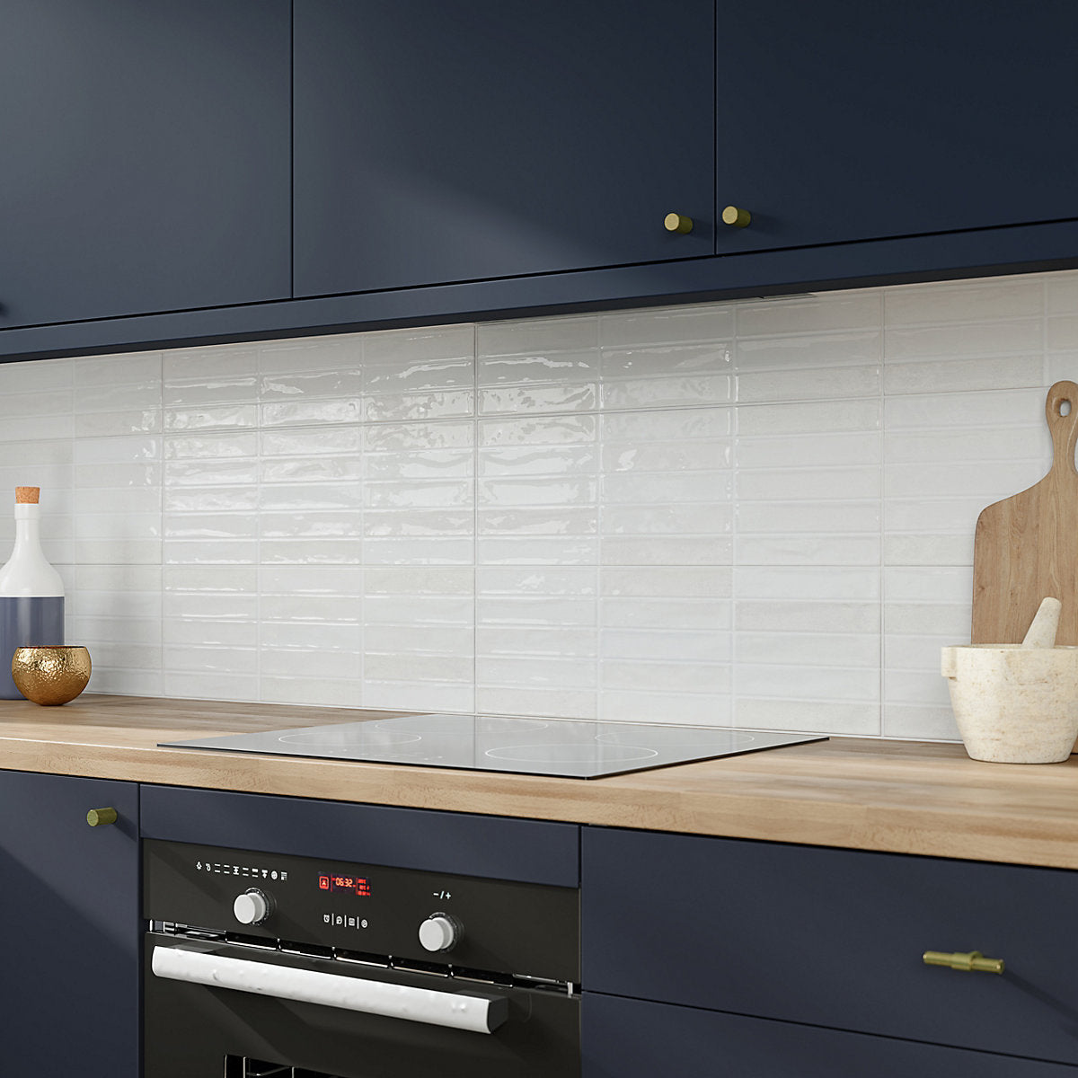 Sirene Off white Gloss Textured Ceramic Indoor Wall tile, Pack of 8, (L)605mm (W)305mm