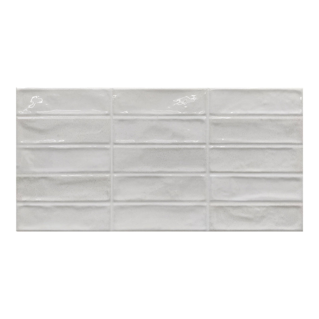 Sirene Off white Gloss Textured Ceramic Indoor Wall tile, Pack of 8, (L)605mm (W)305mm
