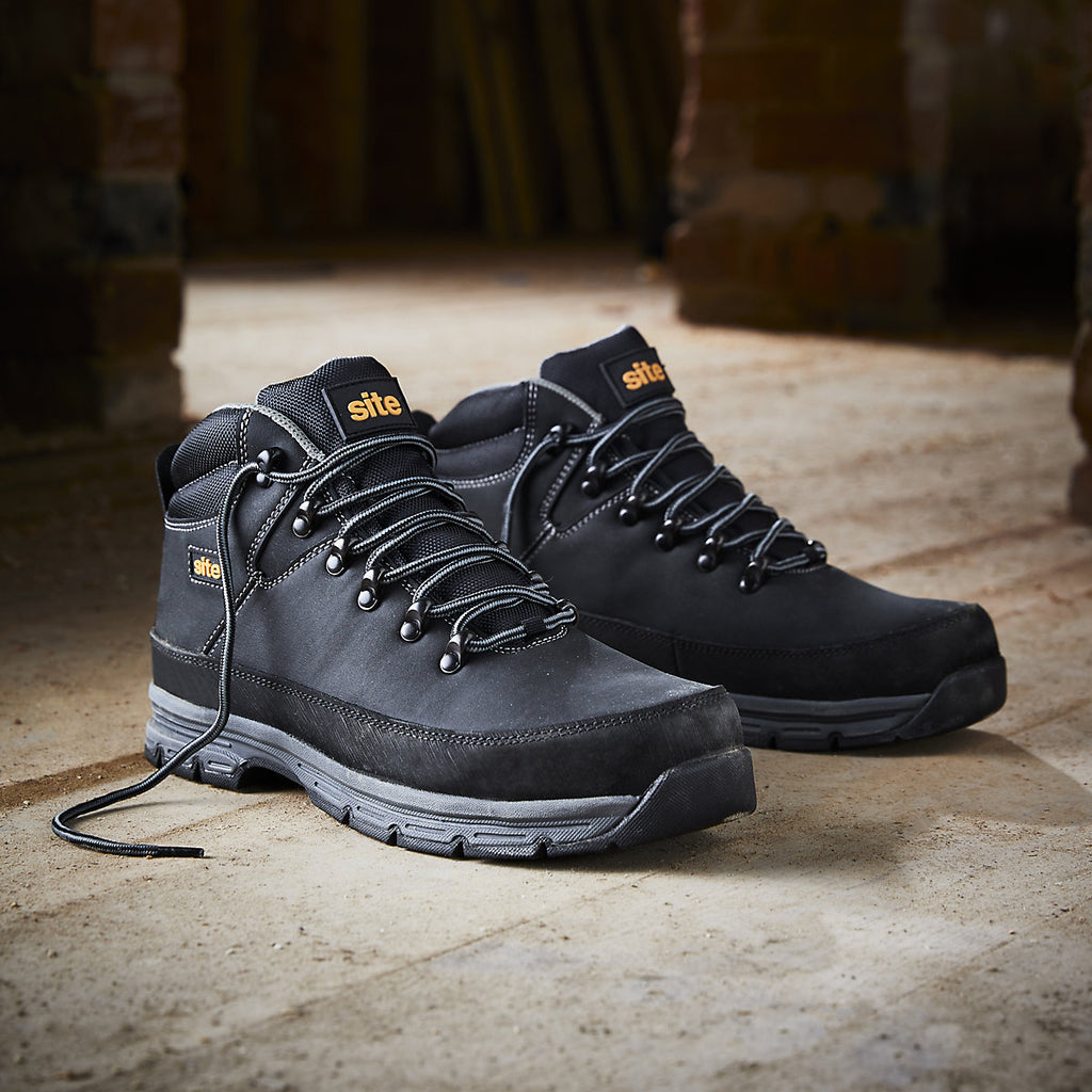 Site Bronzite Unisex Black & charcoal grey Safety boots, Size 7