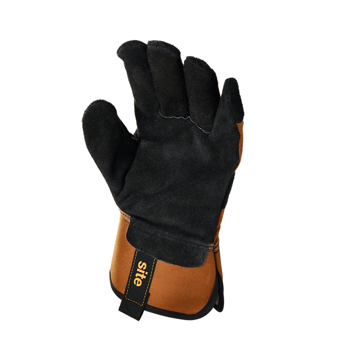 Site Cotton, leather & polyester Secure handling gloves Black & brown, Large