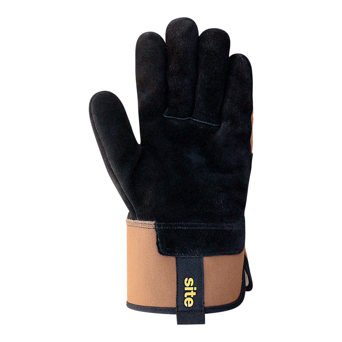 Site Cotton, leather & polyester Secure handling gloves Black & brown, Large
