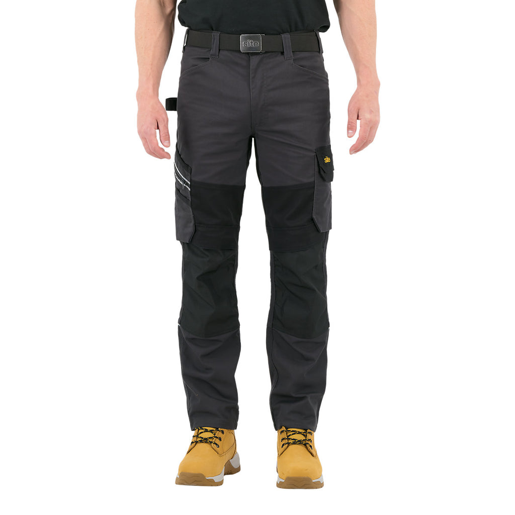 Site Evenson Grey & black Men's Multi-pocket trousers, W33" L32"