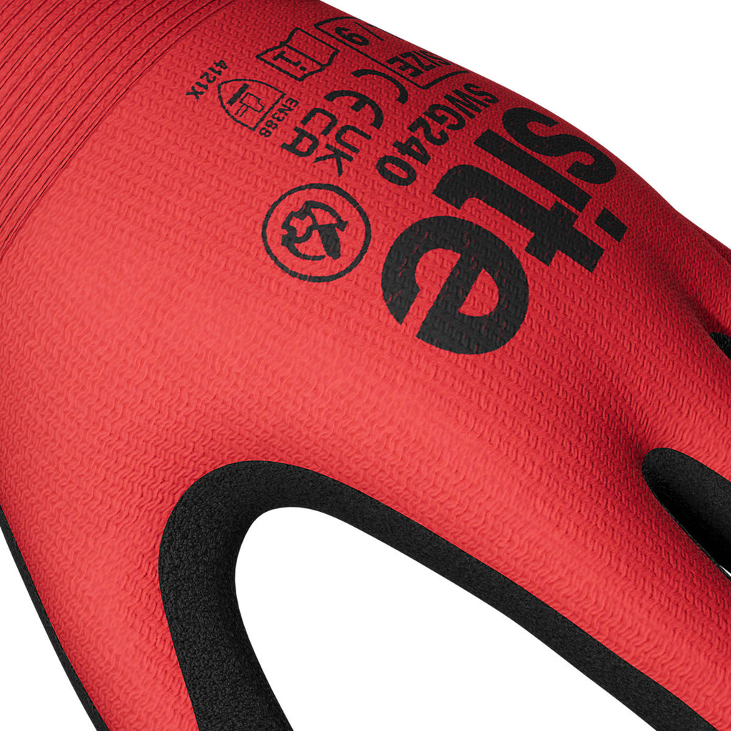 Site Synthetic Red & black General handling gloves, Large