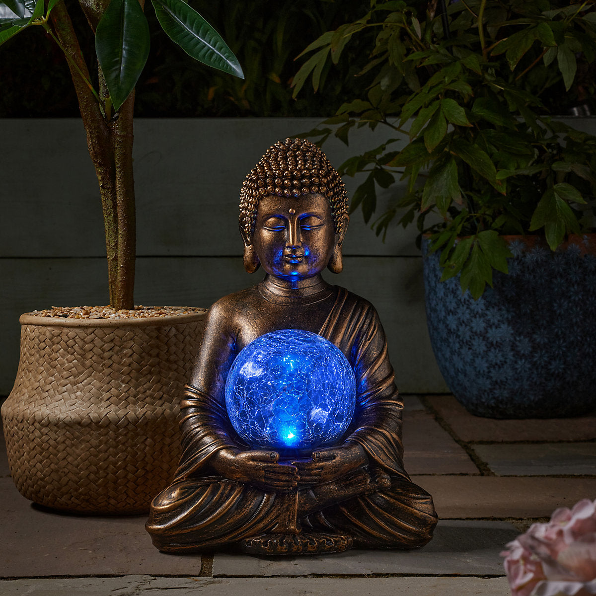 Smart Solar Light Bronze Buddha Solar-powered 1lm Integrated LED Outdoor Ground light