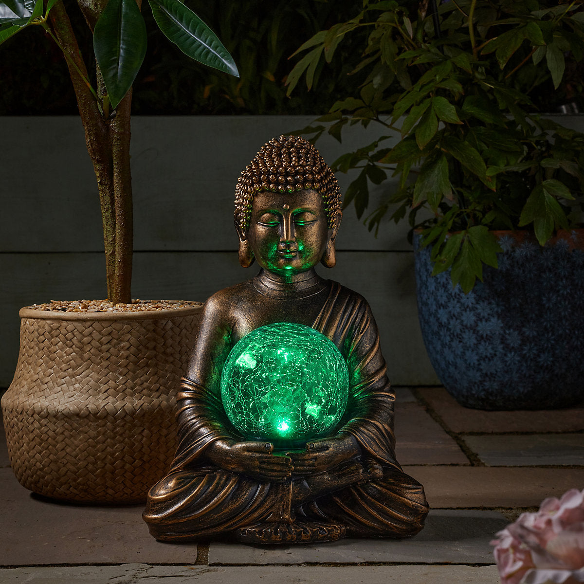 Smart Solar Light Bronze Buddha Solar-powered 1lm Integrated LED Outdoor Ground light