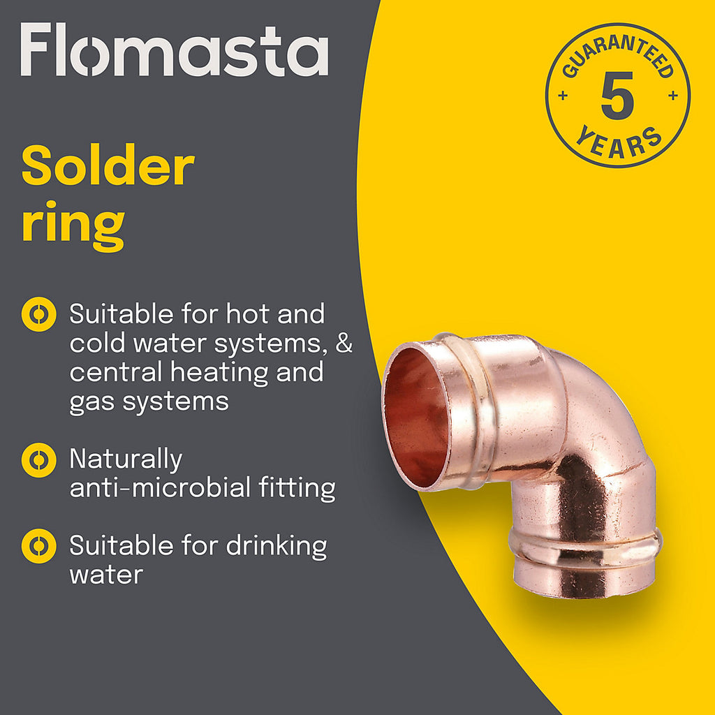 Solder ring 90° Pipe elbow (Dia)15mm, Pack of 2