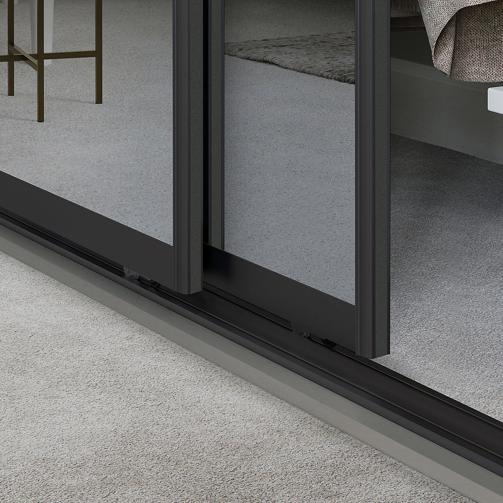 Spacepro Element 4 Panel Mirrored Black framed Sliding wardrobe door Set of 2 (H)2220mm (W)1805mm
