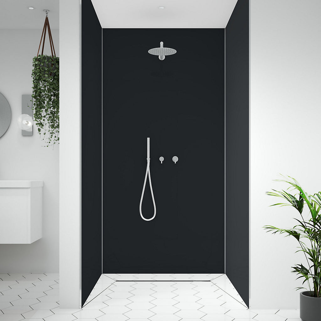 Splashwall Alloy 3 panel Double-sided Wall panel kit (L)2440mm (W)1220mm - Midnight grey & Hadrian green