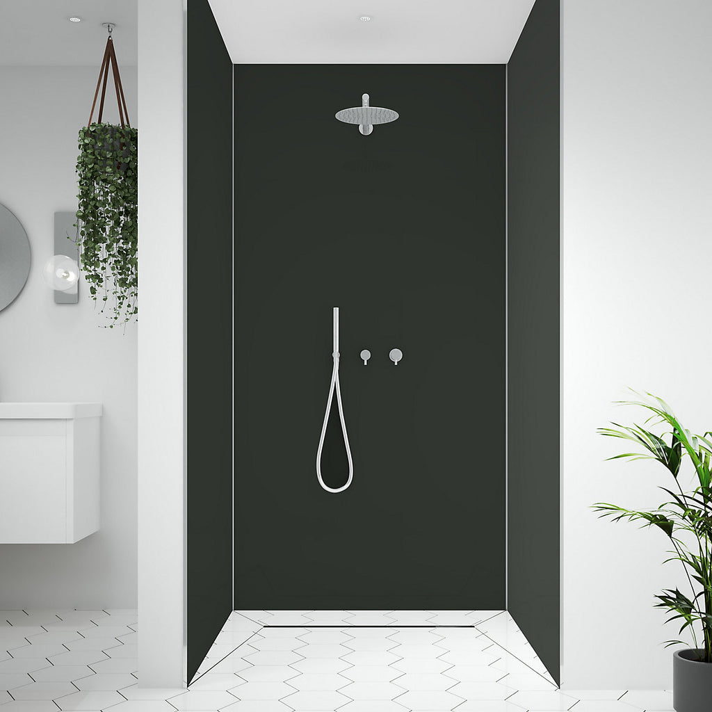 Splashwall Alloy 3 panel Double-sided Wall panel kit (L)2440mm (W)1220mm - Midnight grey & Hadrian green