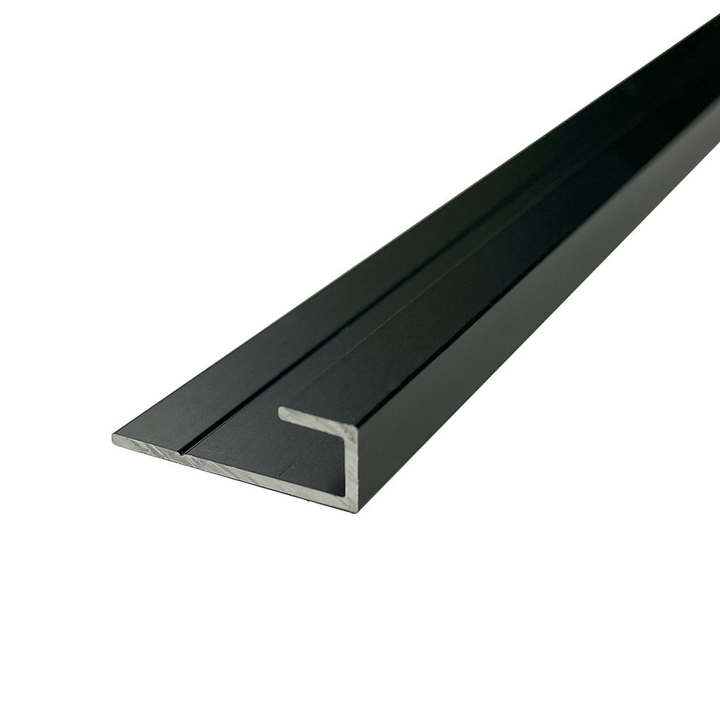 Splashwall Alloy Panel end cap (L)2440mm (W)27mm (T)4mm - Matt Black
