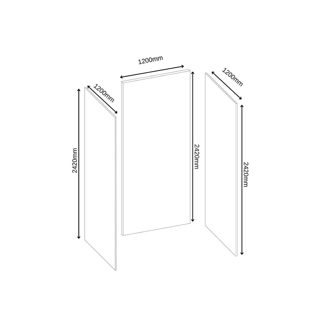 Splashwall Elite 3 panel MPC Wall panel kit (L)2420mm (W)1200mm - Light Grey Tile