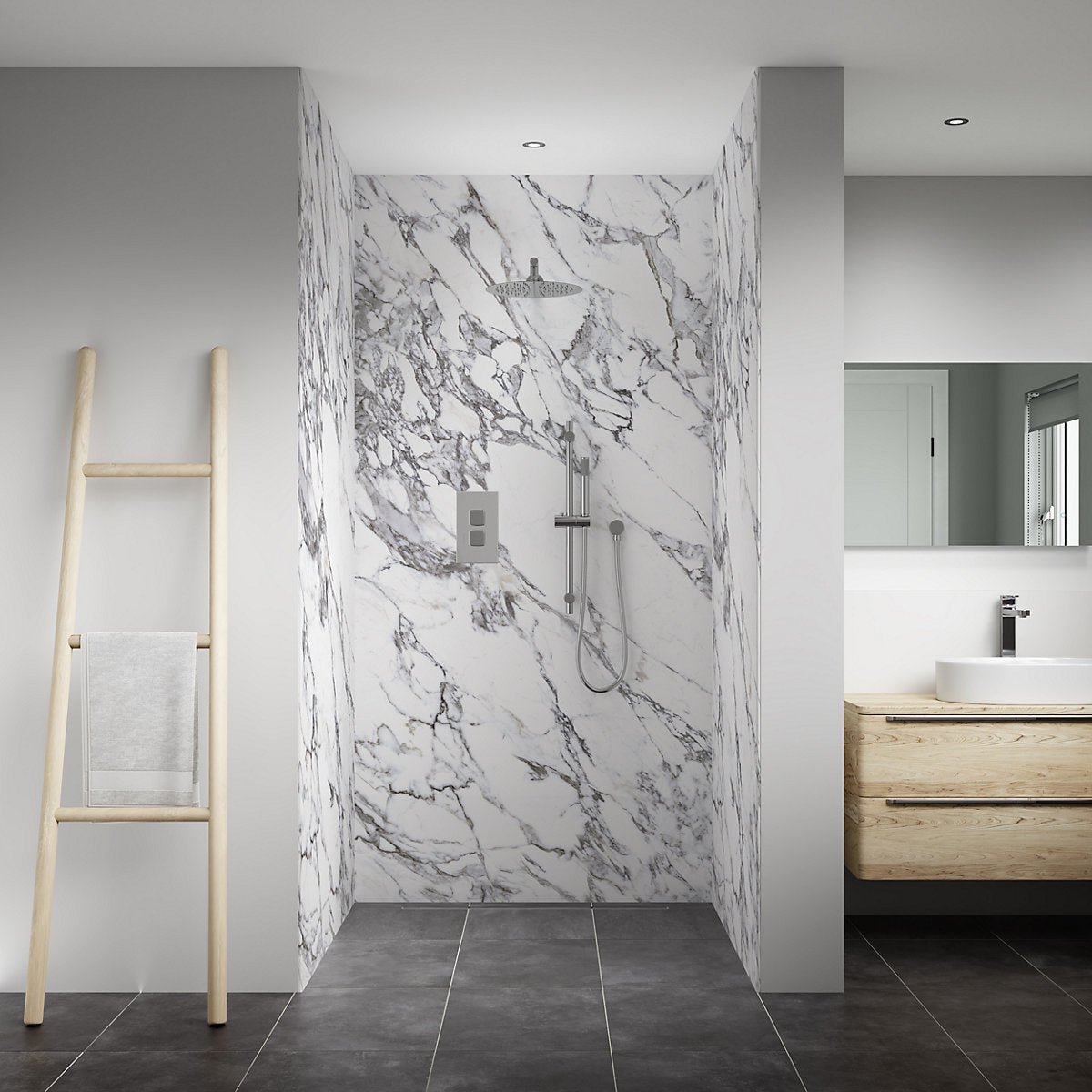 Splashwall Elite 3 panel MPC Wall panel kit (L)2420mm (W)1200mm - Marmo migliore