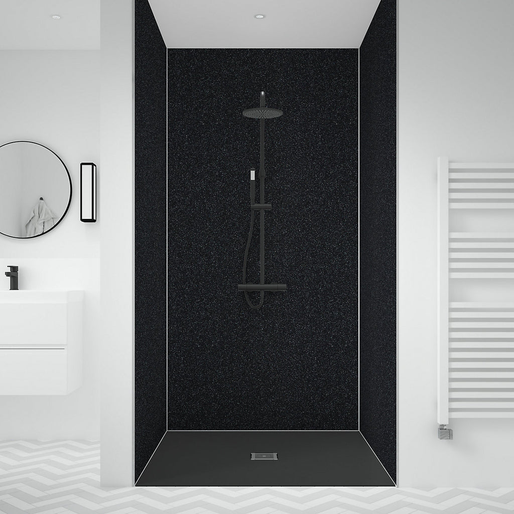Splashwall Laminate 3 panel MDF Wall panel kit (L)2420mm (W)1200mm - Moon dust