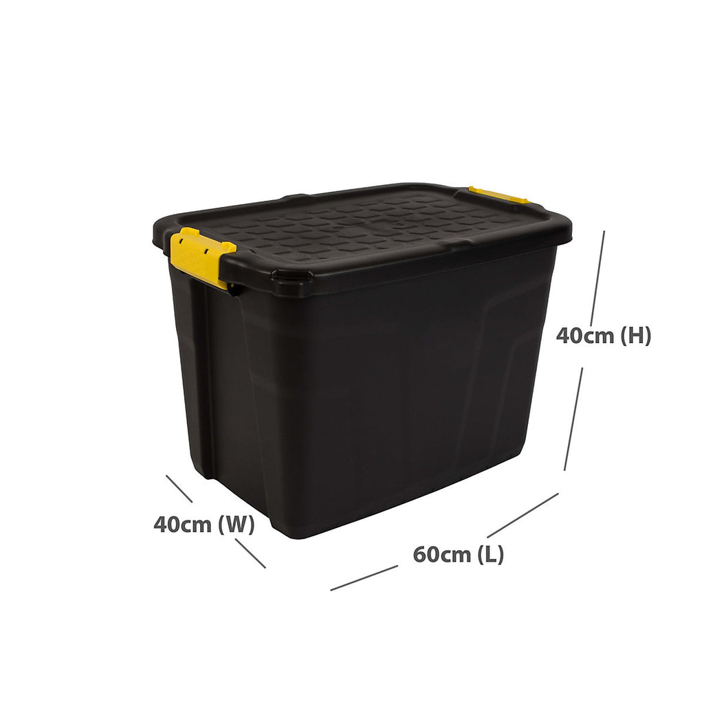 Strata Heavy duty Black 60L Plastic Stackable Storage box & Lid