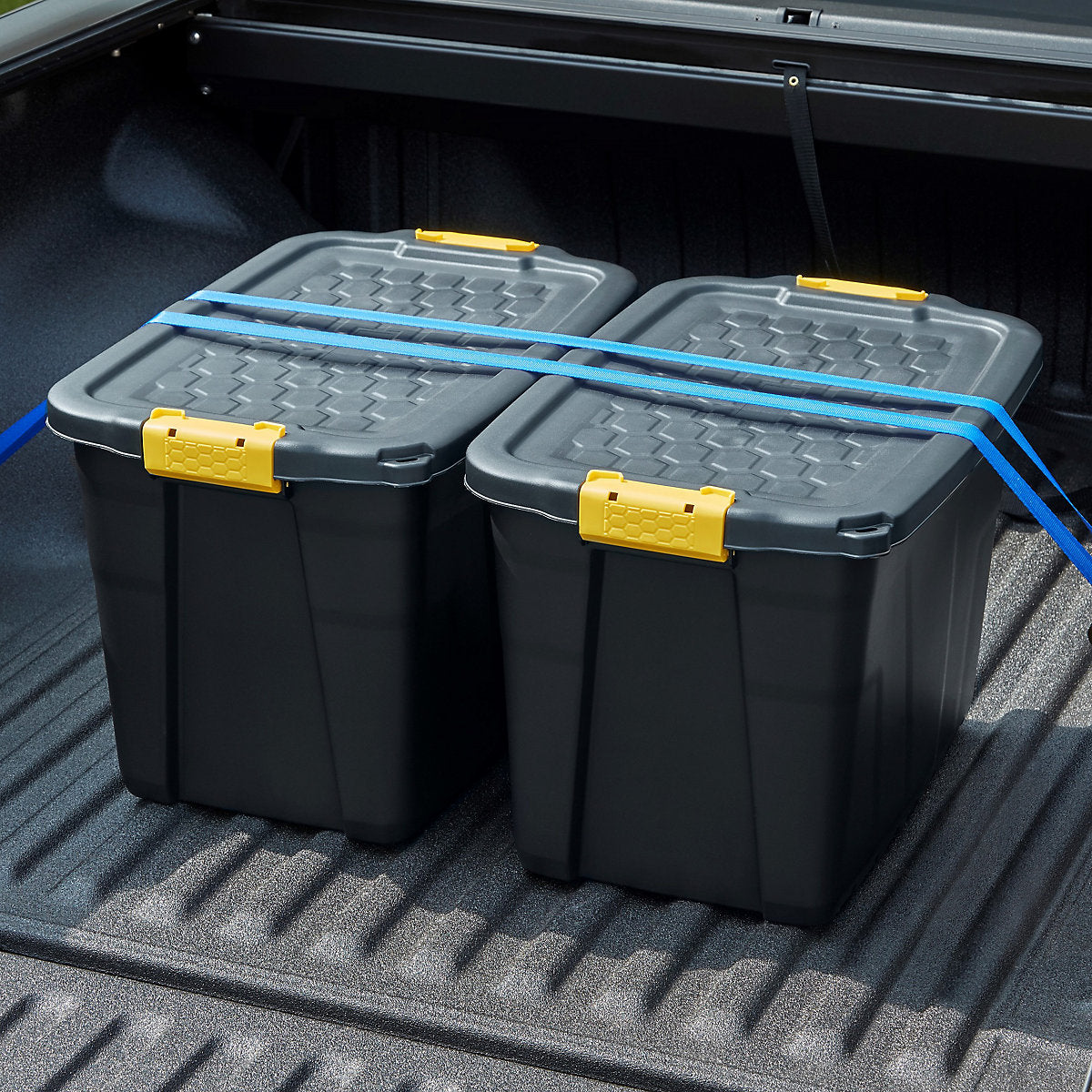 Strata Heavy duty Black 60L Plastic Stackable Storage box & Lid