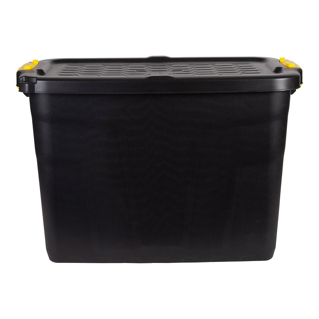 Strata Heavy duty Black 60L Plastic Stackable Storage box & Lid