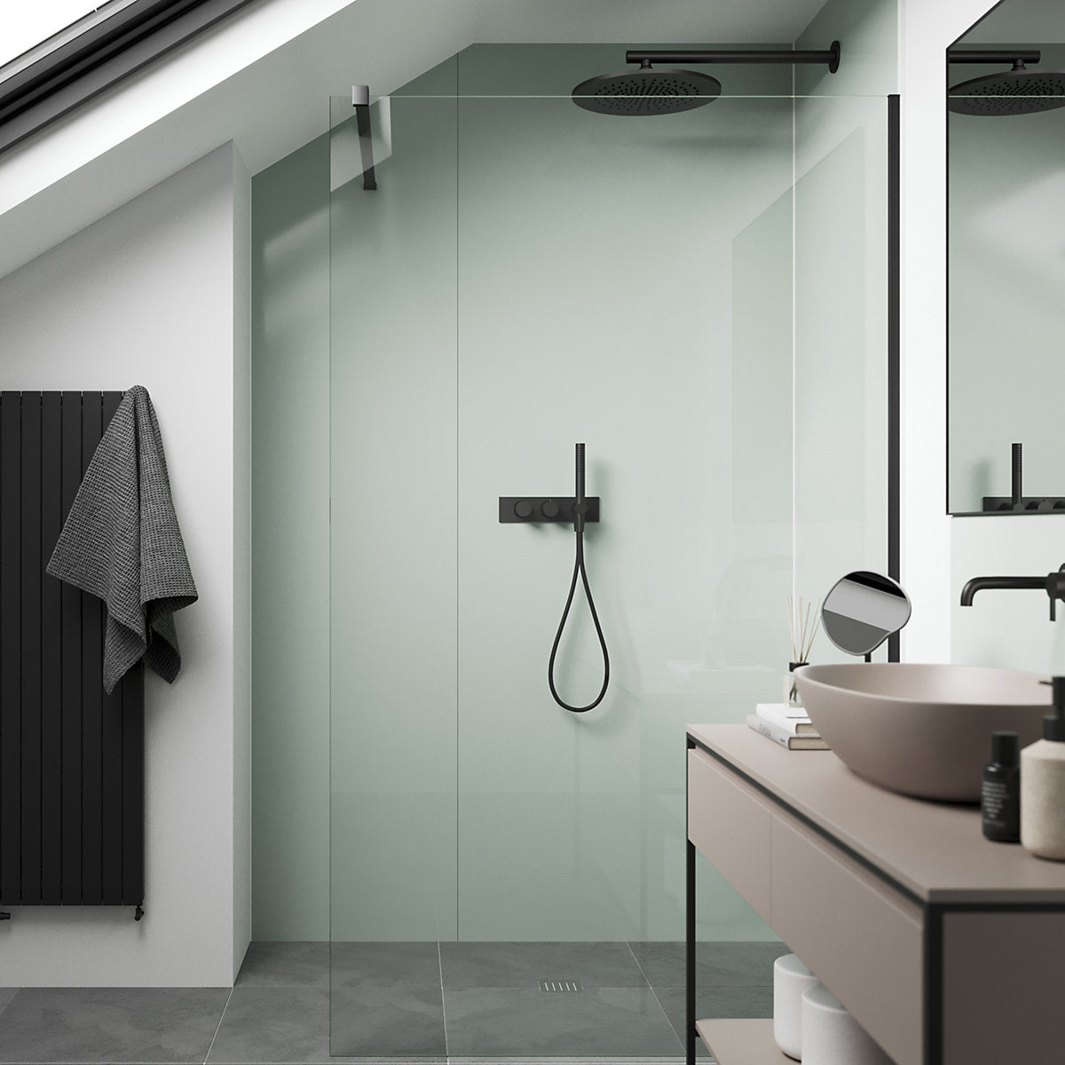 Stylepanel Acrylic Bathroom Decorative panel (H)2400mm (W)896mm - Gloss Sage