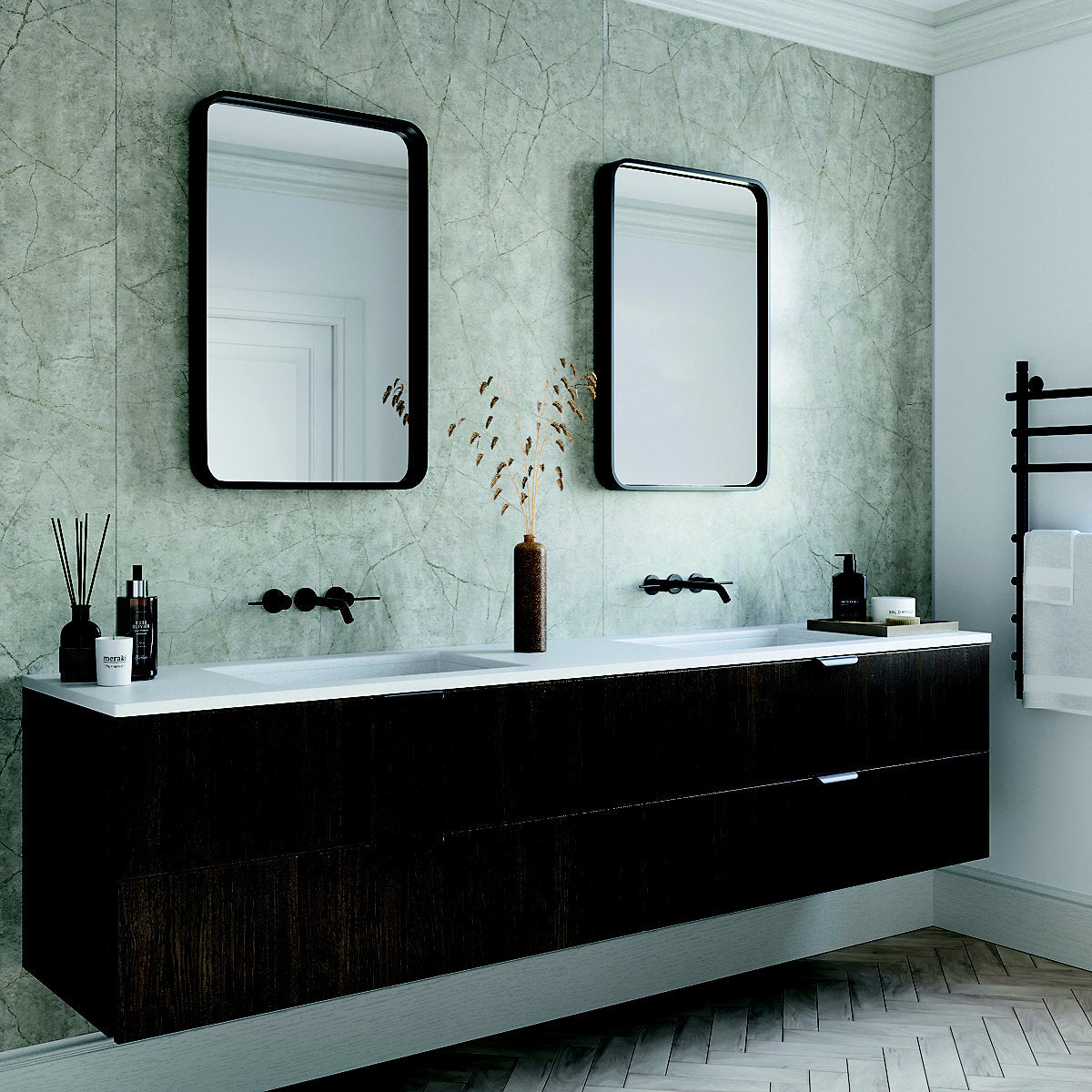 Stylepanel Laminated Bathroom Decorative panel (H)2440mm (W)1200mm - Gloss Grey Argento stone Metallic effect