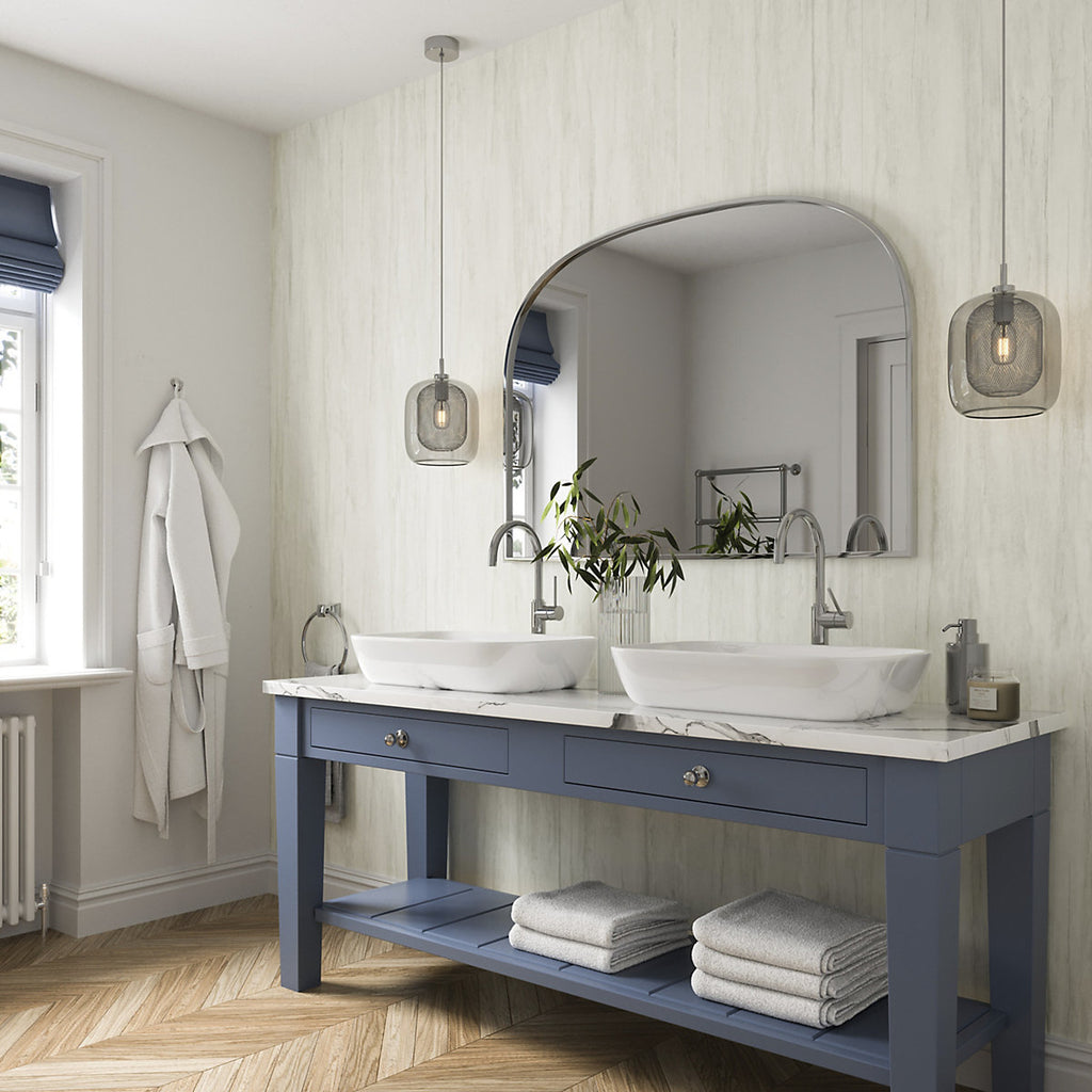 Stylepanel Laminated Bathroom Decorative panel (H)2440mm (W)579mm - Matt Grey Washed Wood effect