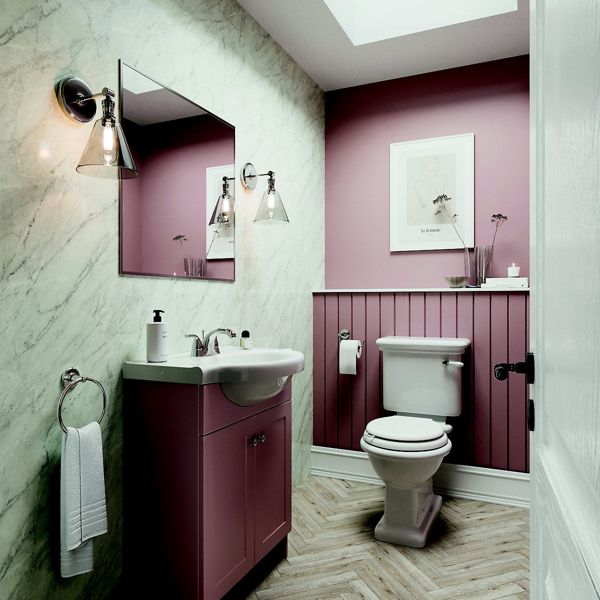 Stylepanel Laminated Bathroom Decorative panel (H)2440mm (W)900mm - Matt Grey Pacific Marble effect