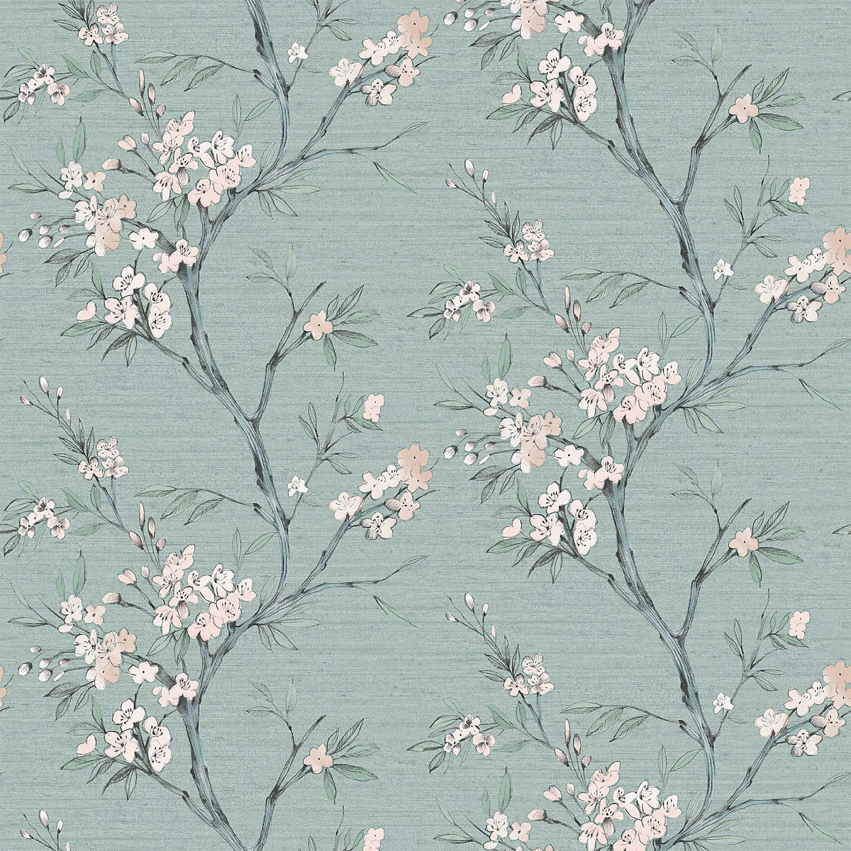 Superfresco Easy Duck egg Oriental blossom Embossed Wallpaper