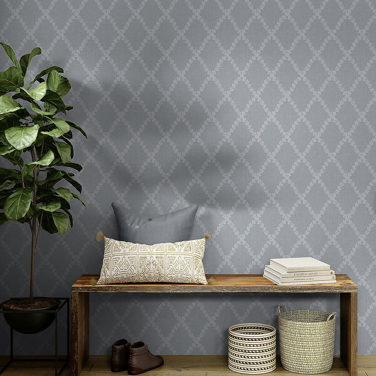 Superfresco Easy Powder Blue Geometric Patterned Smooth Wallpaper