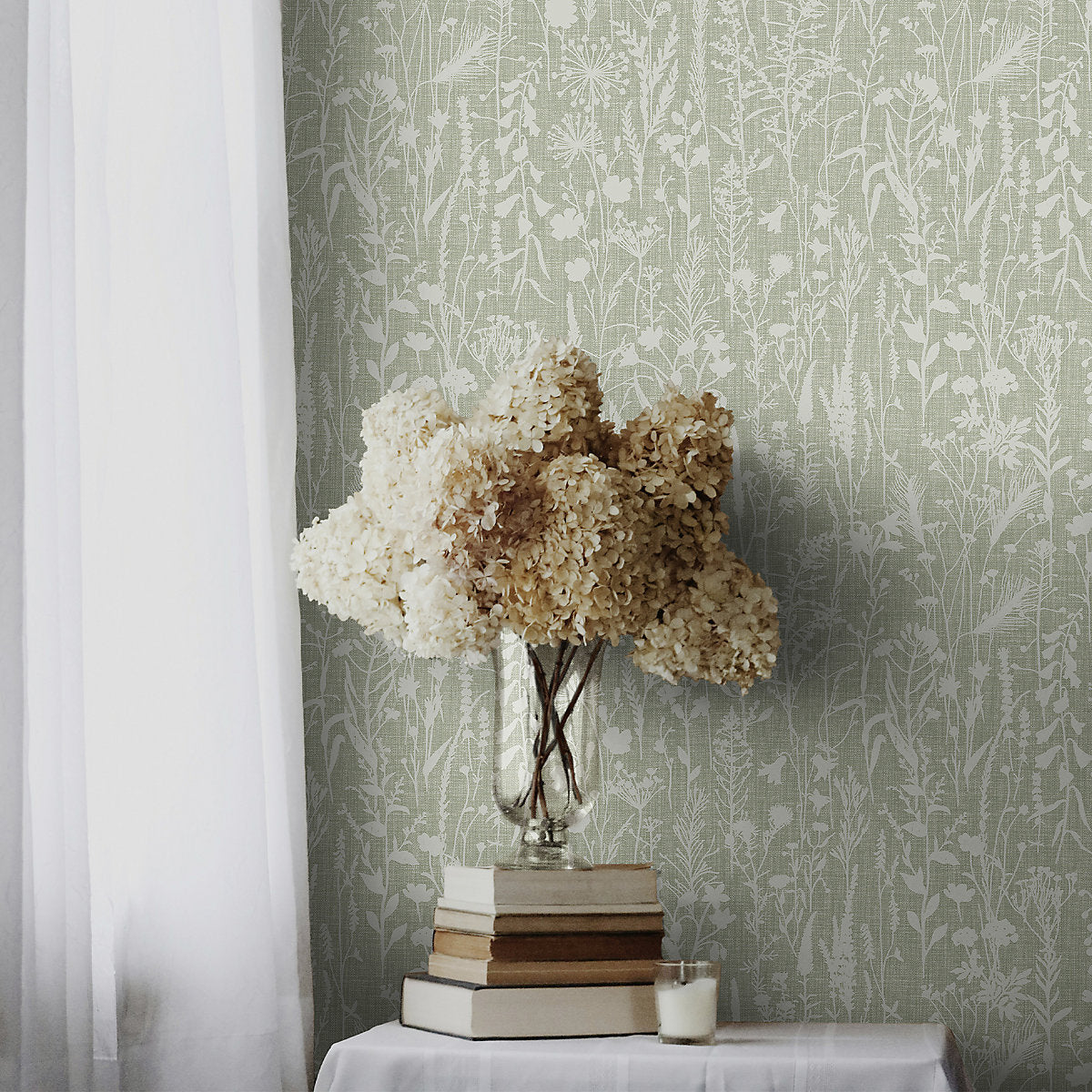 Superfresco Easy Sage Floral Patterned Smooth Wallpaper