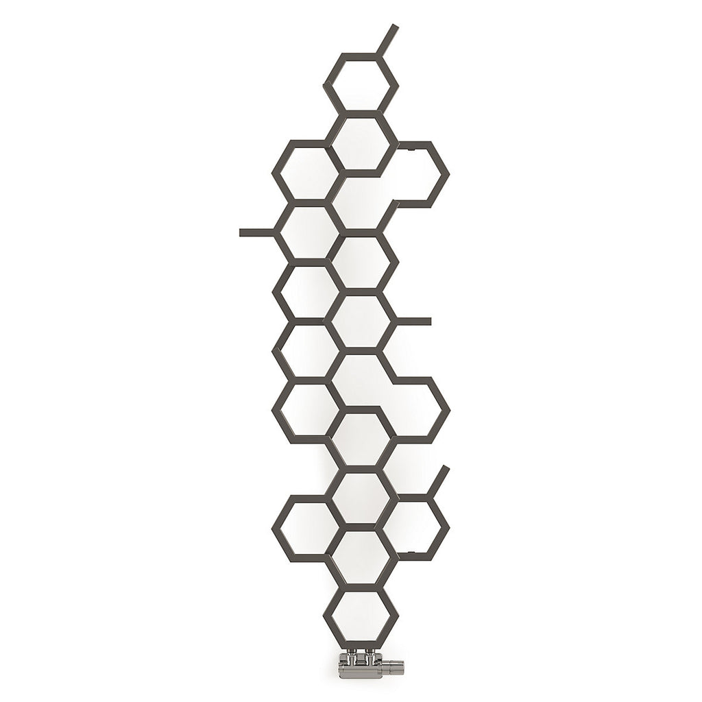 Terma Hex Grey Hydronic Vertical Designer Radiator, Grey (W)573mm (H)1700mm