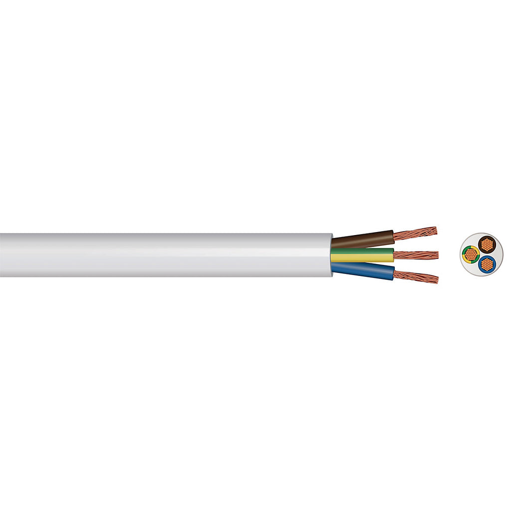 Time 3093Y White 3 core Fire cable, 2.5mm² x 5m