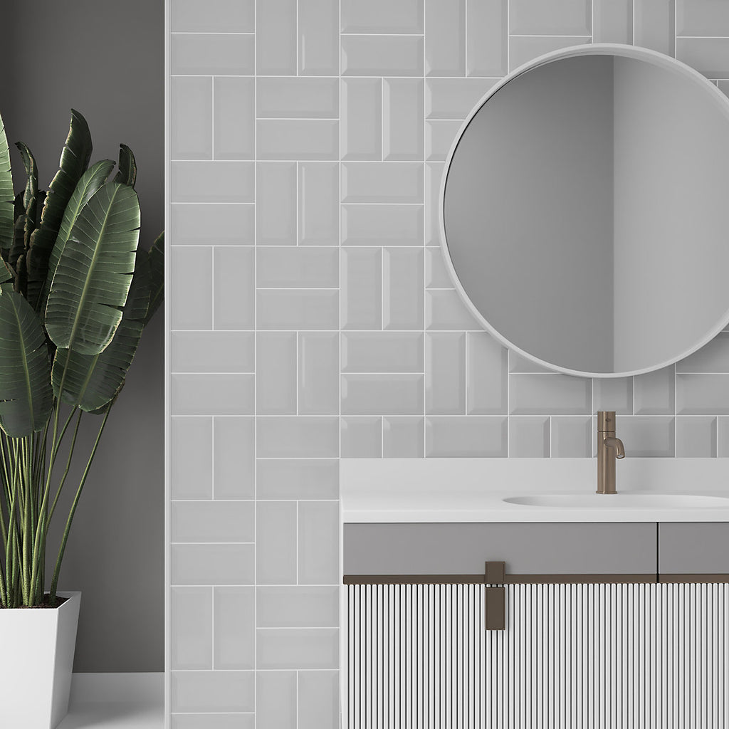 Trentie Taupe Gloss Textured Ceramic Indoor Wall Tile Sample