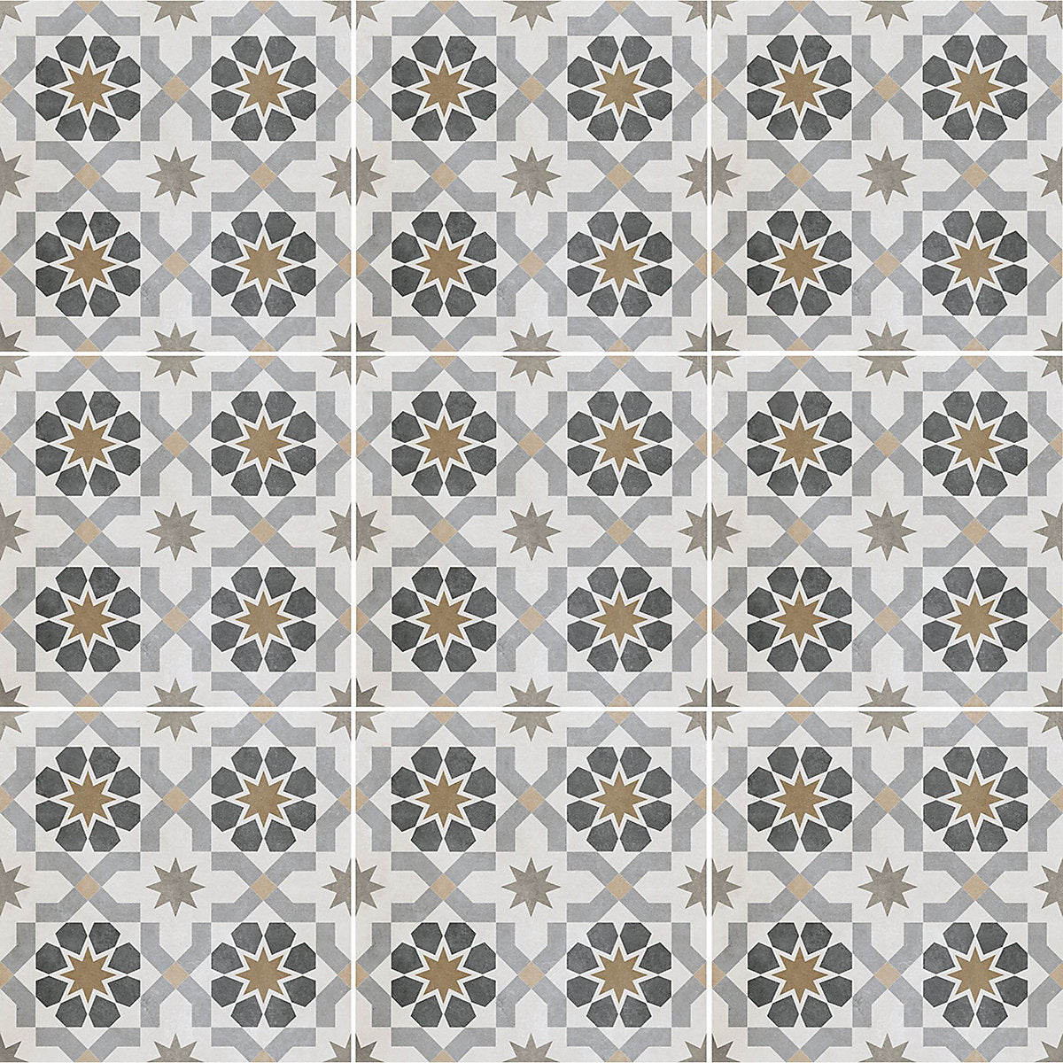 Troy Agran Multi Matt Patterned Porcelain Indoor Wall & floor Tile, Pack of 9, (L)330mm (W)330mm