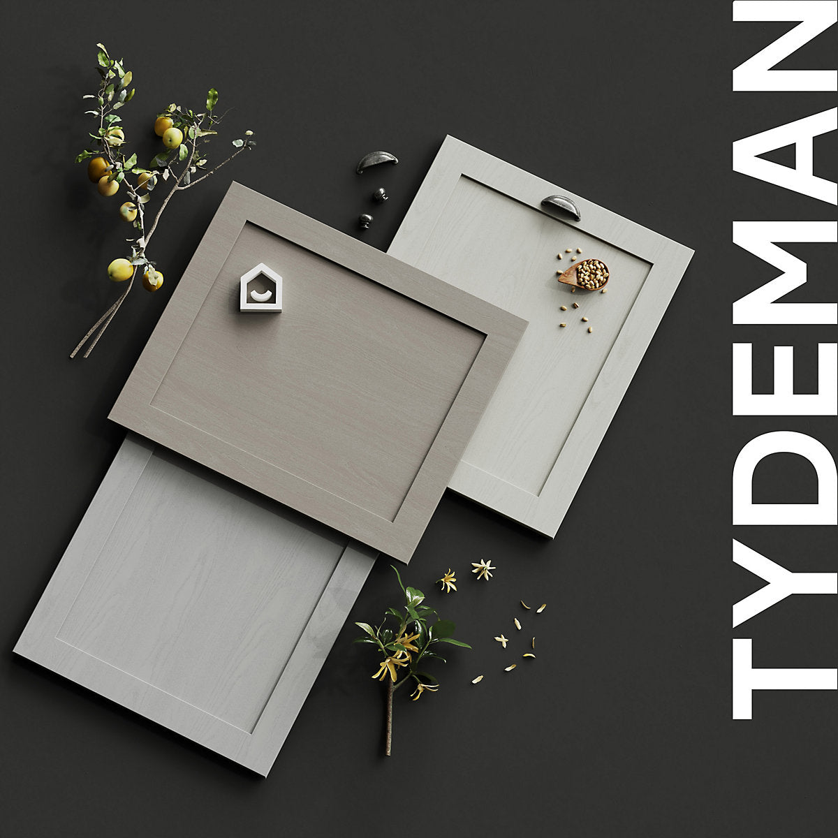 Tydeman Matt porcelain natural timber effect Curved Cornice sconce, (L)119mm (H)73mm