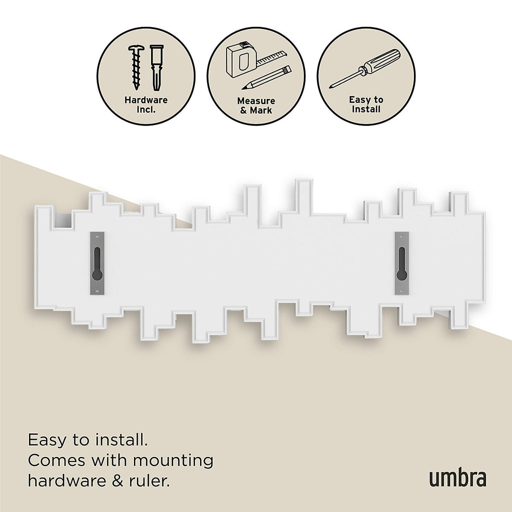 Umbra Sticks Matt White 5 Hook rail (L)492.25mm (H)28.7mm